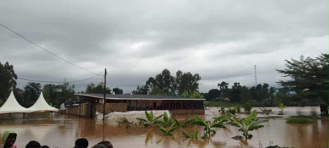 A community building affected by flooding.